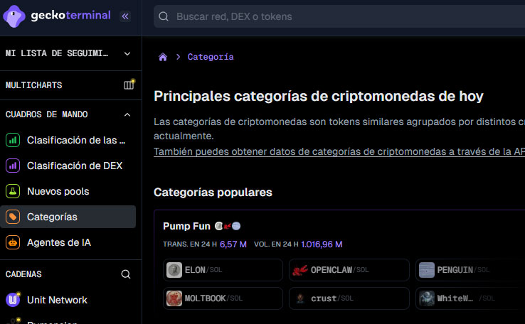 cripto categories pump dot fun